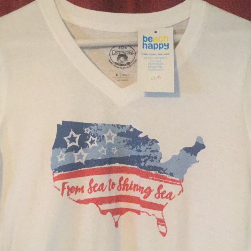 30A Sea to Shining Sea Beach Happy v-neck tee MEMORIAL 🇺🇸 DAY 4th of JULY